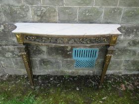 A marble topped console table, raised on gilt wooden base, af, width 48ins