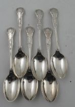 A set of six silver Kings pattern dessert spoons, weight 12oz