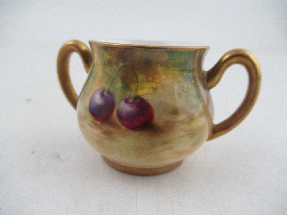 A Royal Worcester miniature two handled covered sugar bowl by Aryton  Condition Report: Good - Image 3 of 5