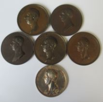 Five bronze William Pitt medals, together with a silver William Pitt medal, 1813