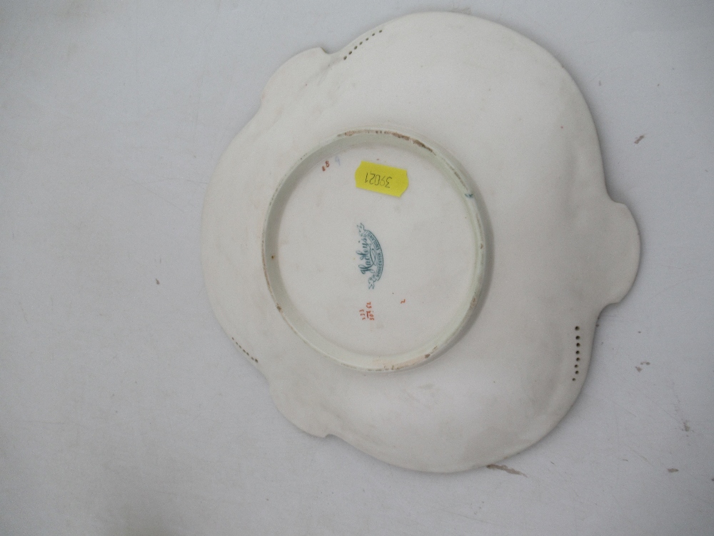 A Hadley's Worcester wall plate, of trefoil form, decorated with a peacock, together with a Royal - Image 3 of 5