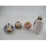 Four Royal Crown Derby Imari pattern paperweights, modelled as a pheasant, duck, penguin and an