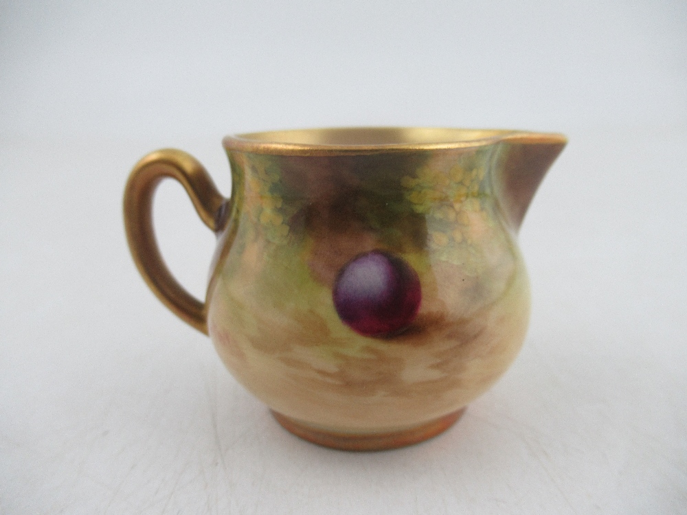 A Royal  Worcester miniature jug decorated with hand painted fruit by Ayrton  Condition Report: Good - Image 2 of 4