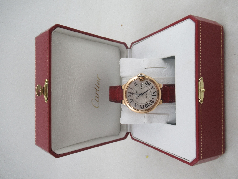 A Cartier 18k rose gold Automatic Calendar 'Balloon Bleu Watch, ref. 2999 No 03054NX with