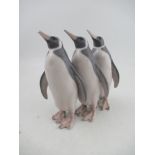 Royal Copenhagen model of three penguins (one tip of beak damaged) height 10ins made before 193 No