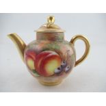 A Royal Worcester miniature tea pot by Roberts height 3.25ins  Condition Report: Good condition,