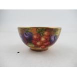 A Royal Worcester miniature sugar bowl decorated with fruit by Ayrton Condition Report: Good