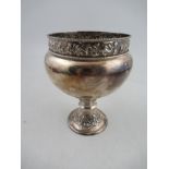A silver pedestal bowl, with embossed decoration to the rim and stem, weight 11oz