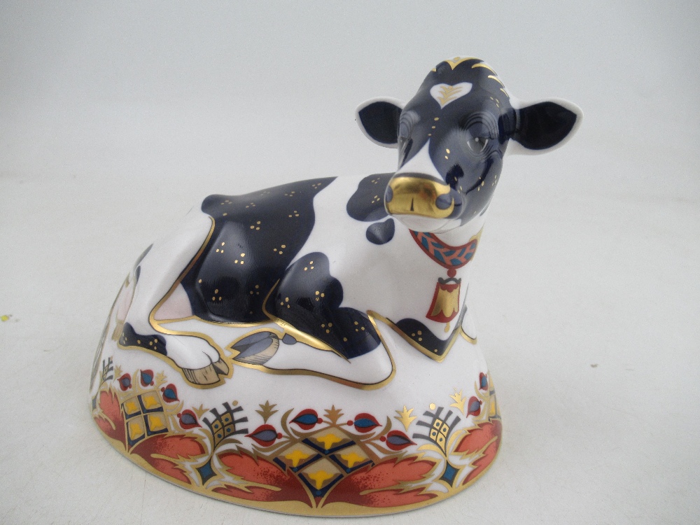 A Royal Crown Derby paperweight of a Ram and a Friesian Cow - Image 4 of 5