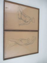 Two studies of Nudes 1962    17.5ins x 12ins