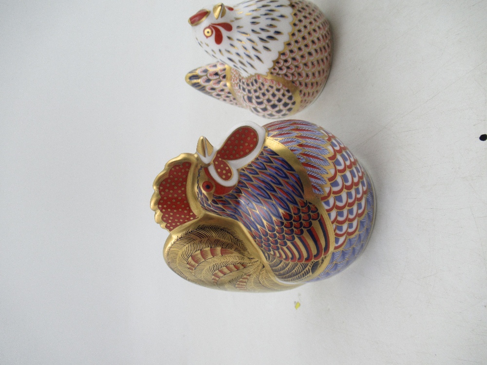 A Royal Crown Derby Badger, Cockerel and a hen - Image 2 of 6