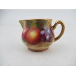 A Royal  Worcester miniature jug decorated with hand painted fruit by Ayrton  Condition Report: Good