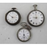 Two Antique pair cased pocket watches, the silver example engraved T Strong London and the