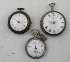 Two Antique pair cased pocket watches, the silver example engraved T Strong London and the