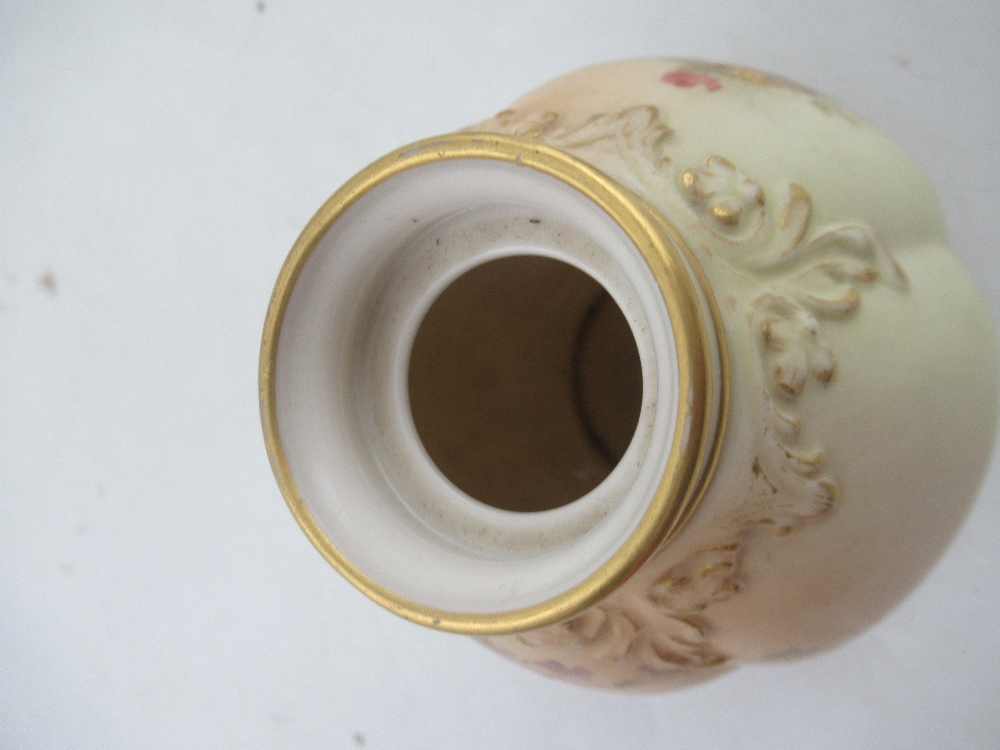 A pair of Royal Worcester blush ivory vases decorated with flowers together with a Royal Worcester - Image 7 of 7