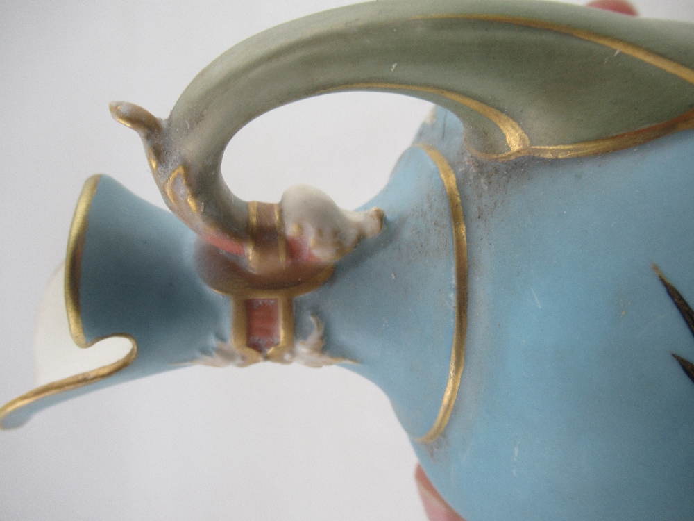 A Royal Worcester  ewer decorated with swans to a powder blue ground by CHC Baldwyn height 8.5ins - Image 8 of 8