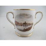 A Graingers Worcester two handled mug decorated with a view of the Severn looking south towards