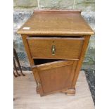 An oak bedside cabinet, width 17ins, together with a nest of tables