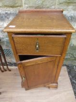 An oak bedside cabinet, width 17ins, together with a nest of tables
