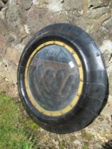 A Regency design circular mirror, with beveled plate, diameter 19ins, total diameter 30ins