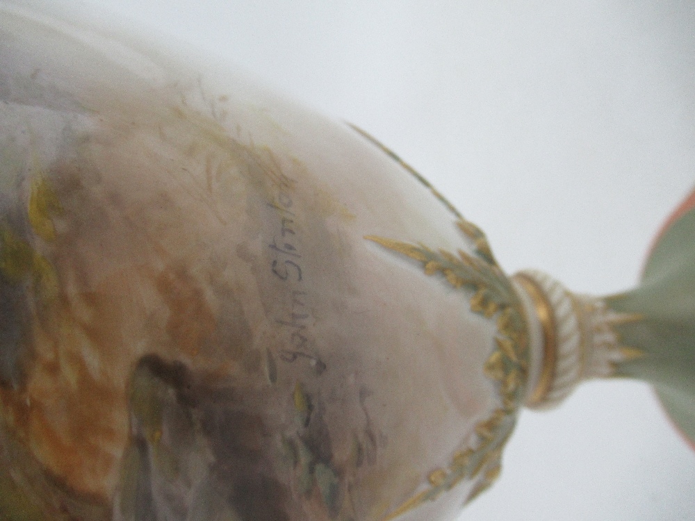 A pair of Royal Worcester covered vases, decorated with Highland Cattle in landscape to the front - Image 3 of 11