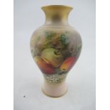 A Royal Worcester vase painted half round with fruit by Ricketts Shape No 2471 height 5.75ins