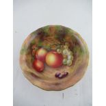 A Royal Worcester bowl, the interior decorated with fruit by E Townsend, height 3ins, diameter