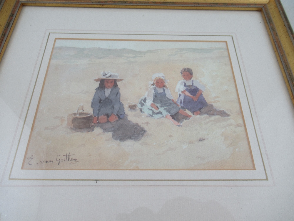 Two Prints of Children on a beach one after Goethem 5.5ins x 7ins - Bild 3 aus 5