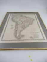 Two framed maps and West Indies  22ins x 26ins  and South America  26ins x 22ins  by Sidney Hall