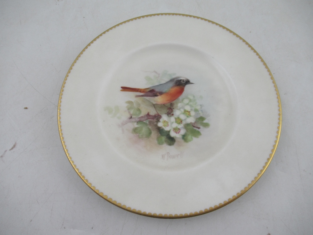 A Royal Worcester cup decorated with a robin  saucer decorated with a Linnet and side plate - Image 7 of 8