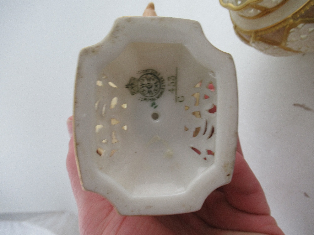 A Royal Worcester blush ivory vase, decorated with flowers, together with three other Worcester - Image 4 of 7