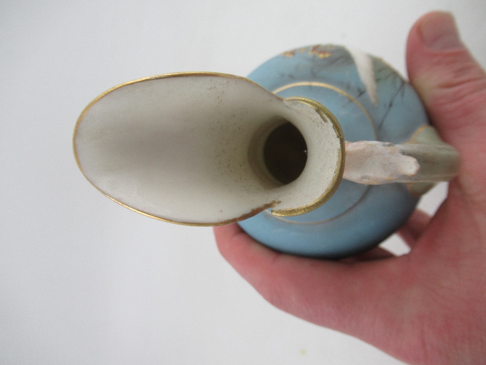 A Royal Worcester  ewer decorated with swans to a powder blue ground by CHC Baldwyn height 8.5ins - Image 5 of 8