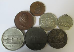 A collection of commemorative medals, to include The Menai Suspension Bridge, Robert Stephenson,