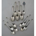 A set of eight silver tea spoons, together with a set of five silver tea spoons, weight 5oz, and a