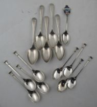 A set of eight silver tea spoons, together with a set of five silver tea spoons, weight 5oz, and a