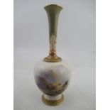 A Royal Worcester open shaped vase decorated with sheep in a landscape by Ernest Barker Shape No