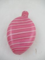 A Nailsea style pink and white glass flask, height 6ins