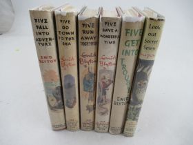 Enid Blyton Five Fall into Adventure 1st 1950 d/w Five go Down to the Sea 1st edition 1953 d/w