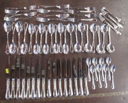 A William Turner silver canteen of cutlery, comprising, 4 serving spoons, 8 dessert spoons, 8 soup