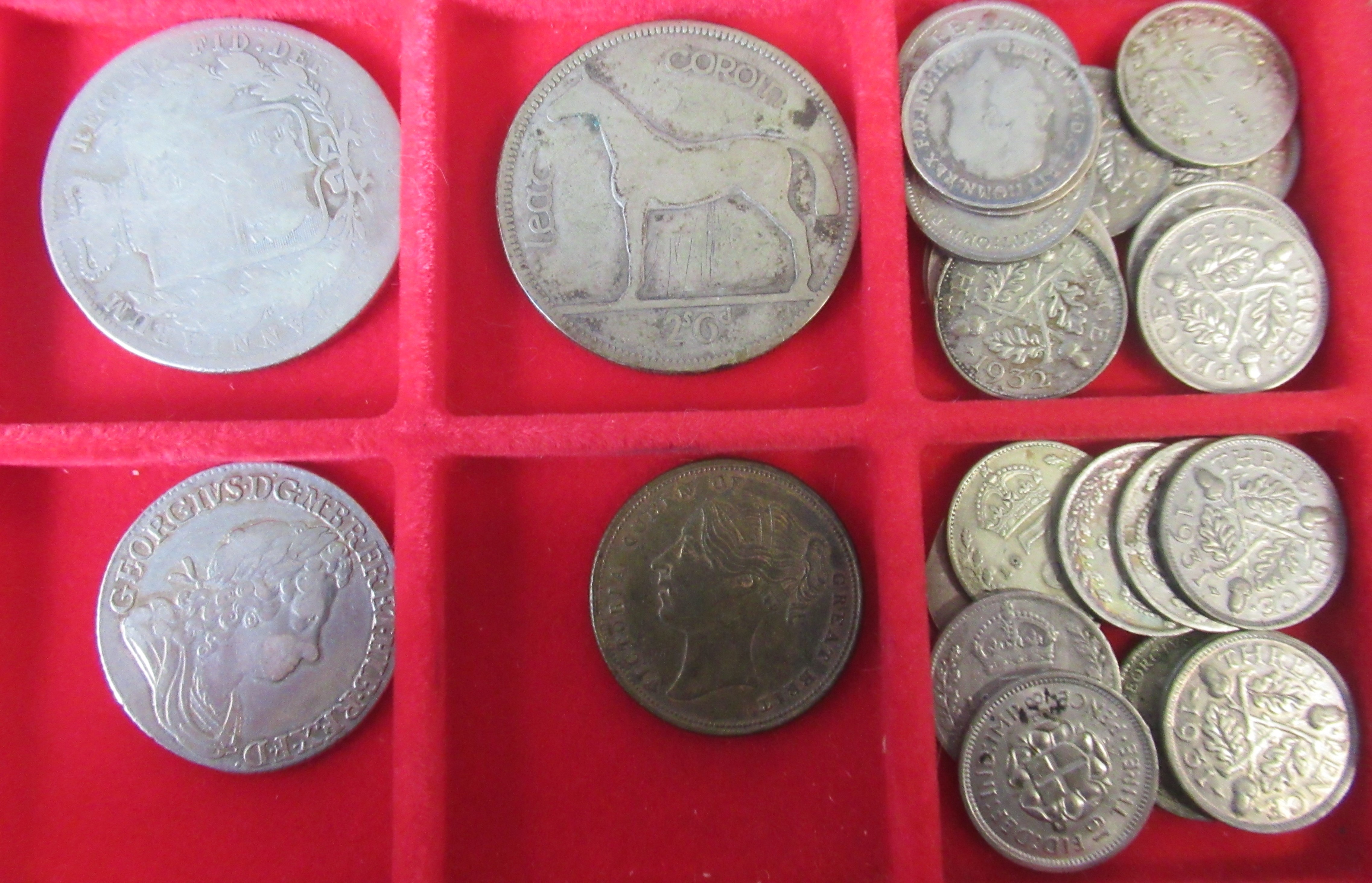 A collection of Antique silver coins, to include Shillings, Three pence's and other coins - Image 4 of 5