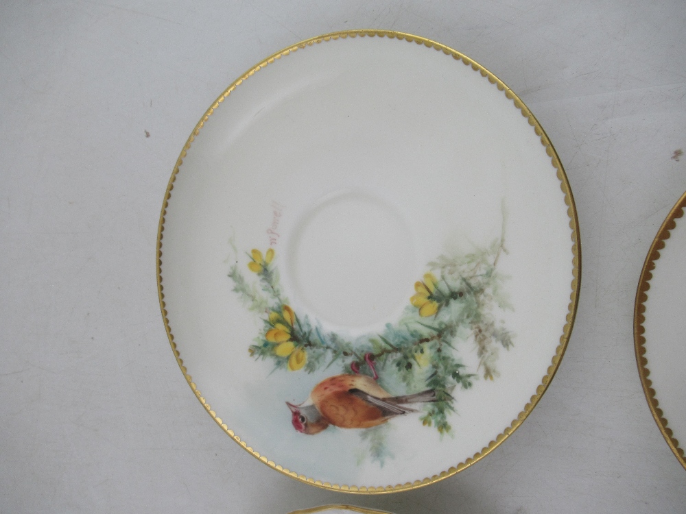 Two Royal Worcester miniature plates decorated with a Red Start, Black bird, Robin and a Linnet by - Image 4 of 5