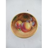 A Royal Worcester  miniature sugar bowl decorated with fruit diameter 2ins by Roberts  Condition