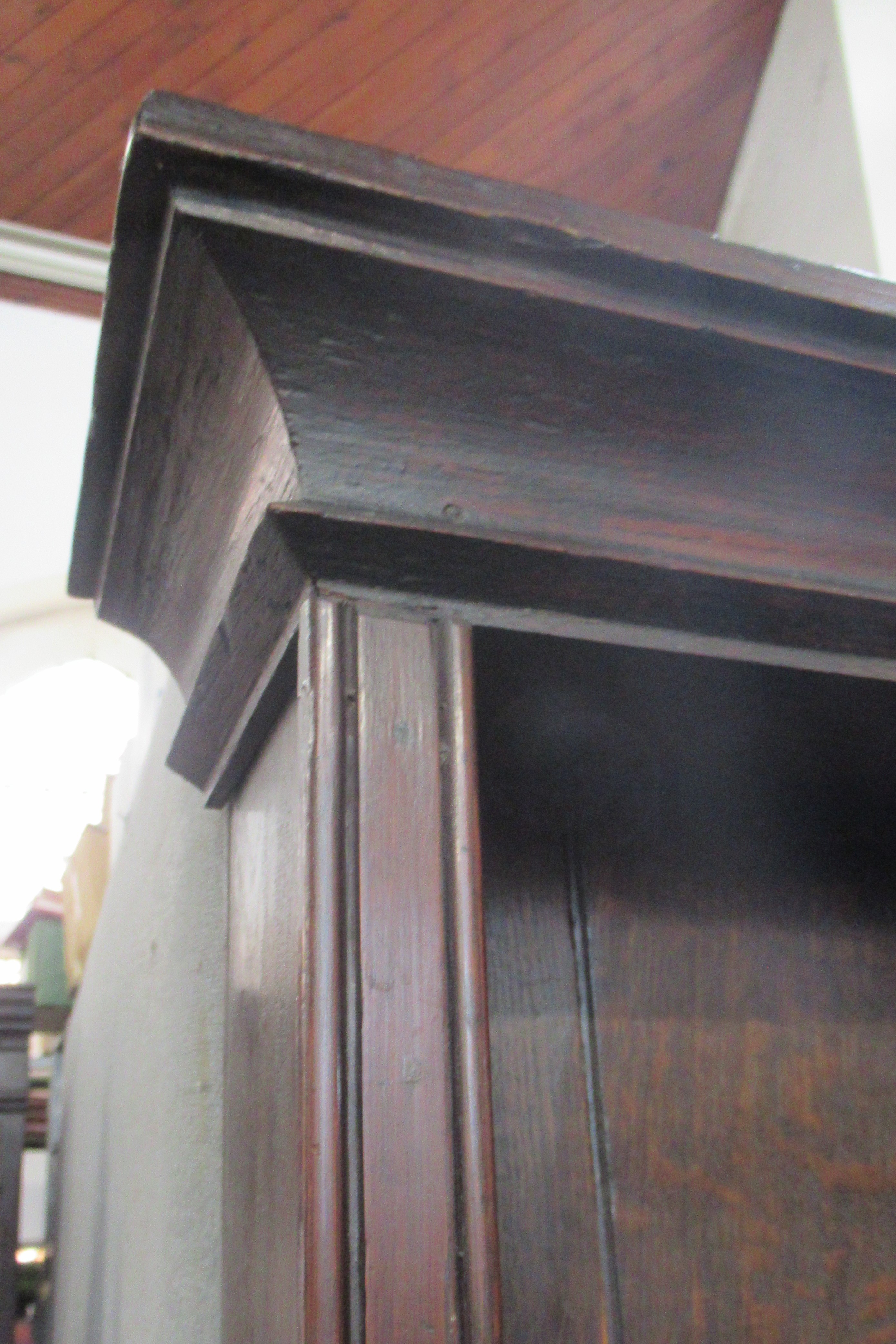 An Antique oak dresser, with boarded plate rack over, the base having moulded drawer fronts, width - Image 7 of 8