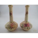 A pair of Royal Worcester blush ivory vases, decorated with flowers, shape number 1531, height 7ins