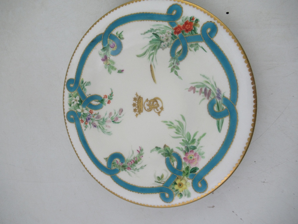 Two Chamberlains Worcester plates decorated with central coronet monogrammed with SD below to a - Image 4 of 6