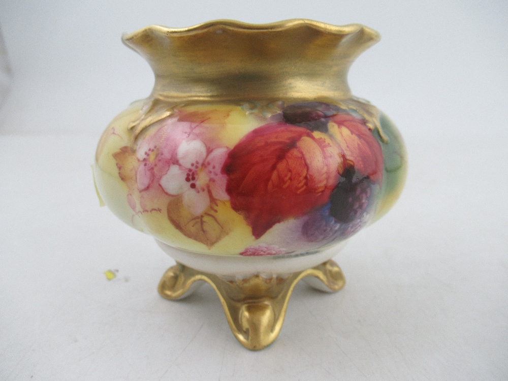 A Royal Worcester oval center piece, decorated with Autumnal leaves and berries by Kitty Blake, - Image 5 of 7