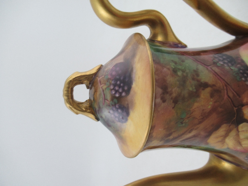 A Royal Worcester coffee pot decorated all round with hand painted fruit by Horace Price height 7ins - Image 2 of 4