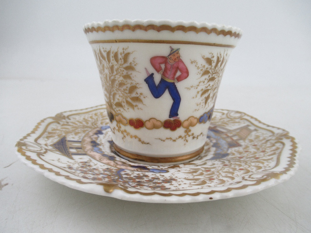 A Chamberlains Worcester tea cup and saucer, slop bowl and milk jug all decorated with the acrobat - Image 7 of 9