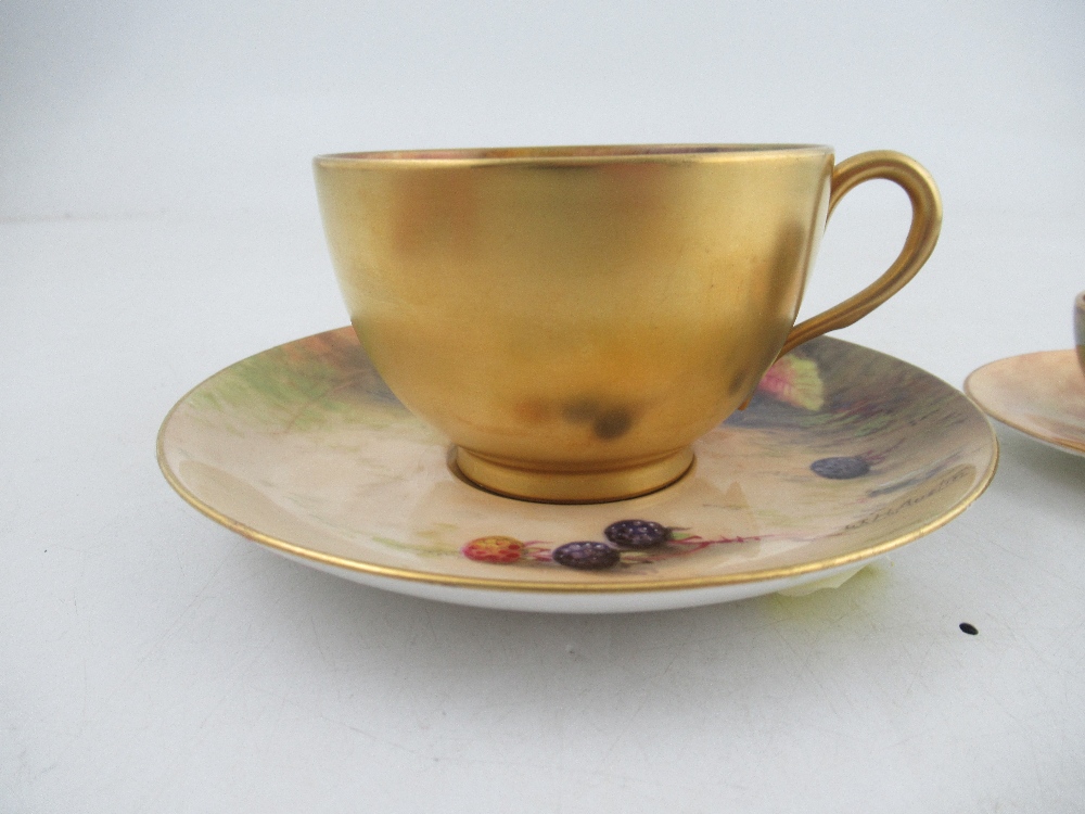 A Royal Worcester tea cup and saucer decorated with fruit by Austin and Price together with a - Image 3 of 7