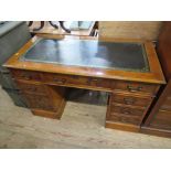 A reproduction twin pedestal desk, width 48ins, depth 24ins, height 30ins